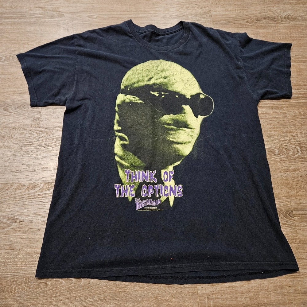 Vintage T-shirt The Invisible Man Universal Studios Black Graphic Tee size Large